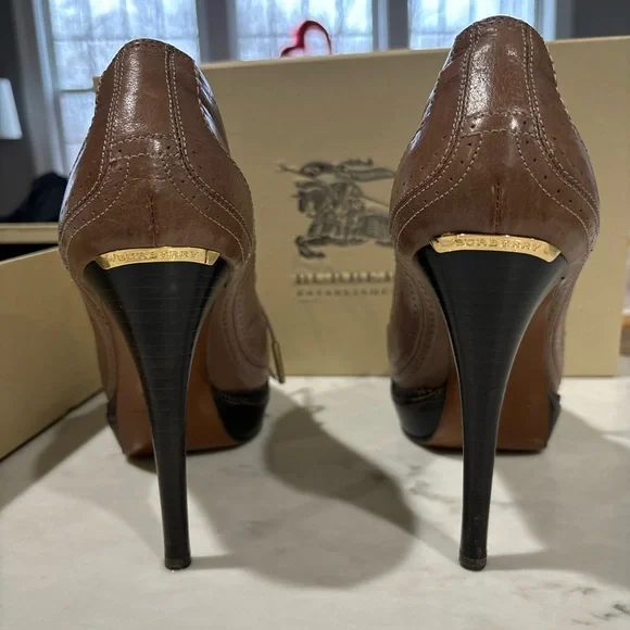 Burberry Heddington Oxford Women's black ankle boots Taupe Size 40 Original Box